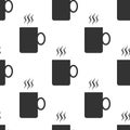 Coffee cup flat icon seamless pattern on white background. Tea cup. Hot drink coffee. Flat design. Vector Royalty Free Stock Photo