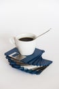 Coffee cup on floppy disks Royalty Free Stock Photo