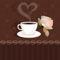 Coffee cup and flower rose