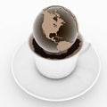 Coffee cup with a globe