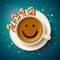 Coffee cup for good mood in New Year 2019 Royalty Free Stock Photo