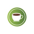 Coffee Cup Green Circle. White Mug Drink Circle. Hot beverage icon Royalty Free Stock Photo