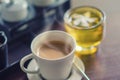 Coffee Cup and Green tea On Table Royalty Free Stock Photo