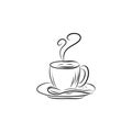 Coffee cup, hand draw, vector illustration isolated on white background Royalty Free Stock Photo