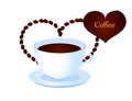 Coffee cup with heart from coffee beans Royalty Free Stock Photo