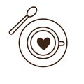 Coffee Cup with Heart and Spoon Icon Royalty Free Stock Photo