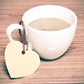 Coffee cup with heart tag Royalty Free Stock Photo