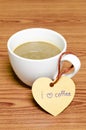 Coffee cup with heart tag write I love coffee word Royalty Free Stock Photo