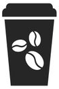 Coffee cup icon. Black disposable paper container