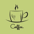 Coffee cup icon, Coffee shop logo design template, Restaurant and Cafe hot drink symbol, Green Tea cup vector Royalty Free Stock Photo