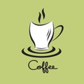 Coffee cup icon, Coffee shop logo design template, Restaurant and Cafe hot drink symbol, Green Tea cup vector Royalty Free Stock Photo