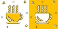 Coffee cup icon in comic style. Hot tea cartoon vector illustration on white isolated background. Drink mug splash effect business Royalty Free Stock Photo