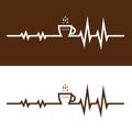 Coffee cup icon and electrocardiography icon vector logo design Royalty Free Stock Photo