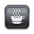 Coffee cup icon glossy grey.