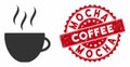 Coffee Cup Icon with Grunge Mocha Coffee Stamp