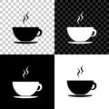 Coffee cup icon isolated on black, white and transparent background. Tea cup. Hot drink coffee. Vector