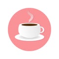 Coffee cup icon isolated on punk background. Vector flat illustration