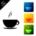 Coffee cup icon isolated on white background. Tea cup. Hot drink coffee. Set icons colorful square buttons Royalty Free Stock Photo