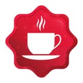 Coffee cup icon misty rose red starburst sticker button Royalty Free Stock Photo