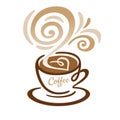 Coffee cup icon with smoke. vector illustration