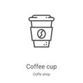 coffee cup icon vector from coffe shop collection. Thin line coffee cup outline icon vector illustration. Linear symbol for use on