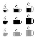 Coffee Cup Icons Vector Illustration Set on White