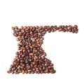 Coffee cup image made up of coffee beans on a white background Royalty Free Stock Photo