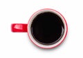 Red ceramic cup of black coffee isolated on white Royalty Free Stock Photo