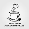 Heart coffee cup logo design abstract. vector illustration. Royalty Free Stock Photo