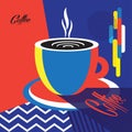Coffee cup LOGO Design Trendy POP ART POSTER Royalty Free Stock Photo