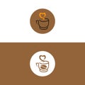 Coffee cup logo - vector illustration,Simple vector coffee icon,silhouette of cup coffee lover,hot coffe logo,Coffee cup and heart Royalty Free Stock Photo