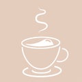 Coffee cup logog, whte full coffee cup with steam, hot drink