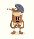 coffee cup love groovy cartoon illustration Royalty Free Stock Photo