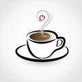 Coffee cup with a love heart logo icon Royalty Free Stock Photo