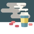 Coffee cup and macaroons with space for text.