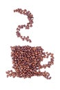 Coffee cup made of beans on white Royalty Free Stock Photo