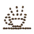 Coffee cup made of coffee beans on white background Royalty Free Stock Photo