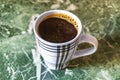 Coffee cup on marble table background in Brest Belarus Royalty Free Stock Photo