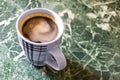 Coffee cup on marble table background in Brest Belarus Royalty Free Stock Photo