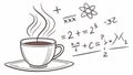 Coffee cup with math formula, mathematical thinking with coffee, Vector Design, Generative AI