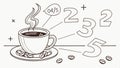 Coffee cup with math symbols, mathematical thinking with coffee, Vector Design, Generative AI