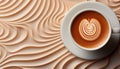 Coffee cup, milk wave, hot drink, chocolate foam, freshness generated by AI