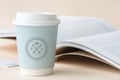 Coffee cup mockup book label logo isolated Royalty Free Stock Photo