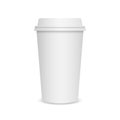 Coffee cup mockup. Paper mug template on white background. Coffee to go. Realistic paper cup with plastic lid close up Royalty Free Stock Photo