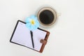 Coffee cup and notbook on white background Royalty Free Stock Photo
