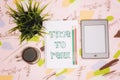 Coffee cup, notebook and ebook Royalty Free Stock Photo