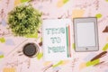 Coffee cup, notebook and ebook Royalty Free Stock Photo