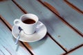 Coffee cup on old wooden table