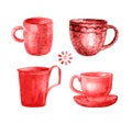 Coffee cup painted set Royalty Free Stock Photo