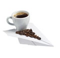 Coffee cup on a paper plane Royalty Free Stock Photo